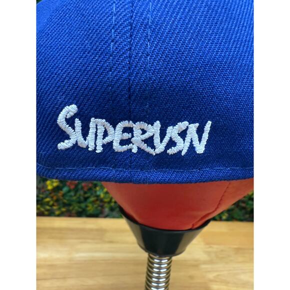LA Los Angeles New Era x Supervsn Collab Hat Cap Emmbroidered Blue White 7 3/4 - Picture 5 of 14